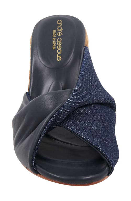 Andre Assous Merida Wedge Sandal In Navy