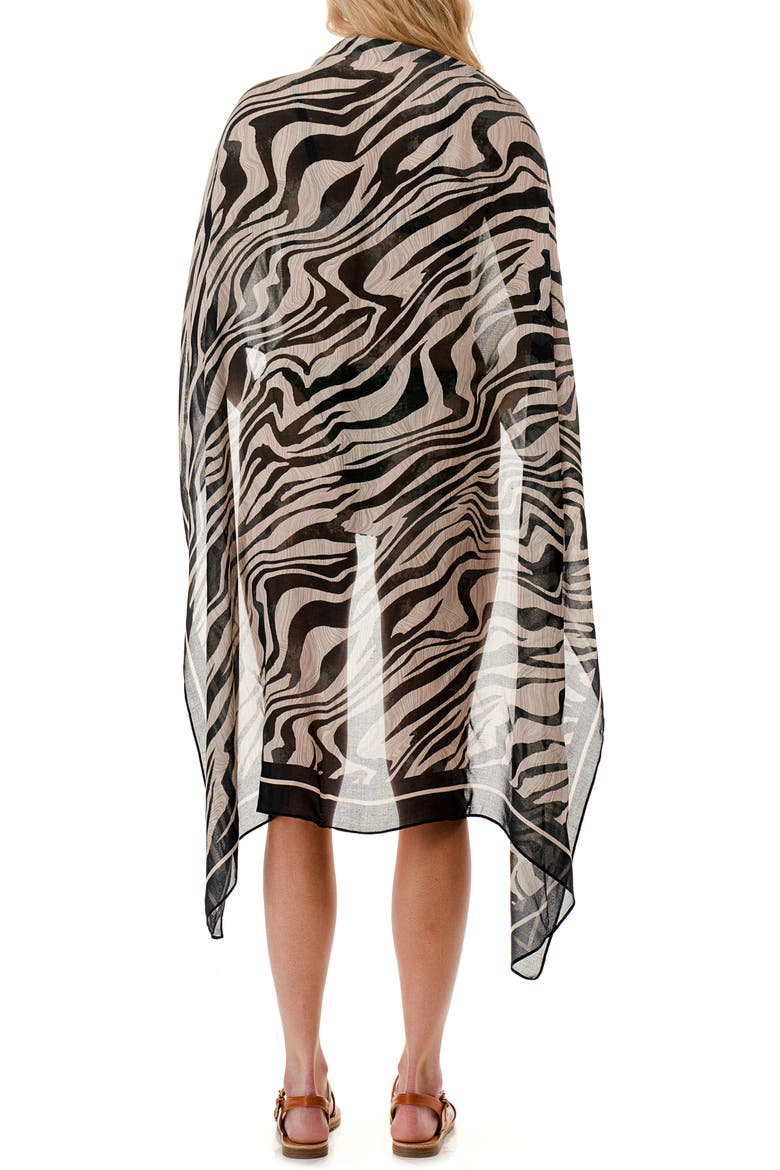 Zebra Print Sarong, Alternate, color, BLACK