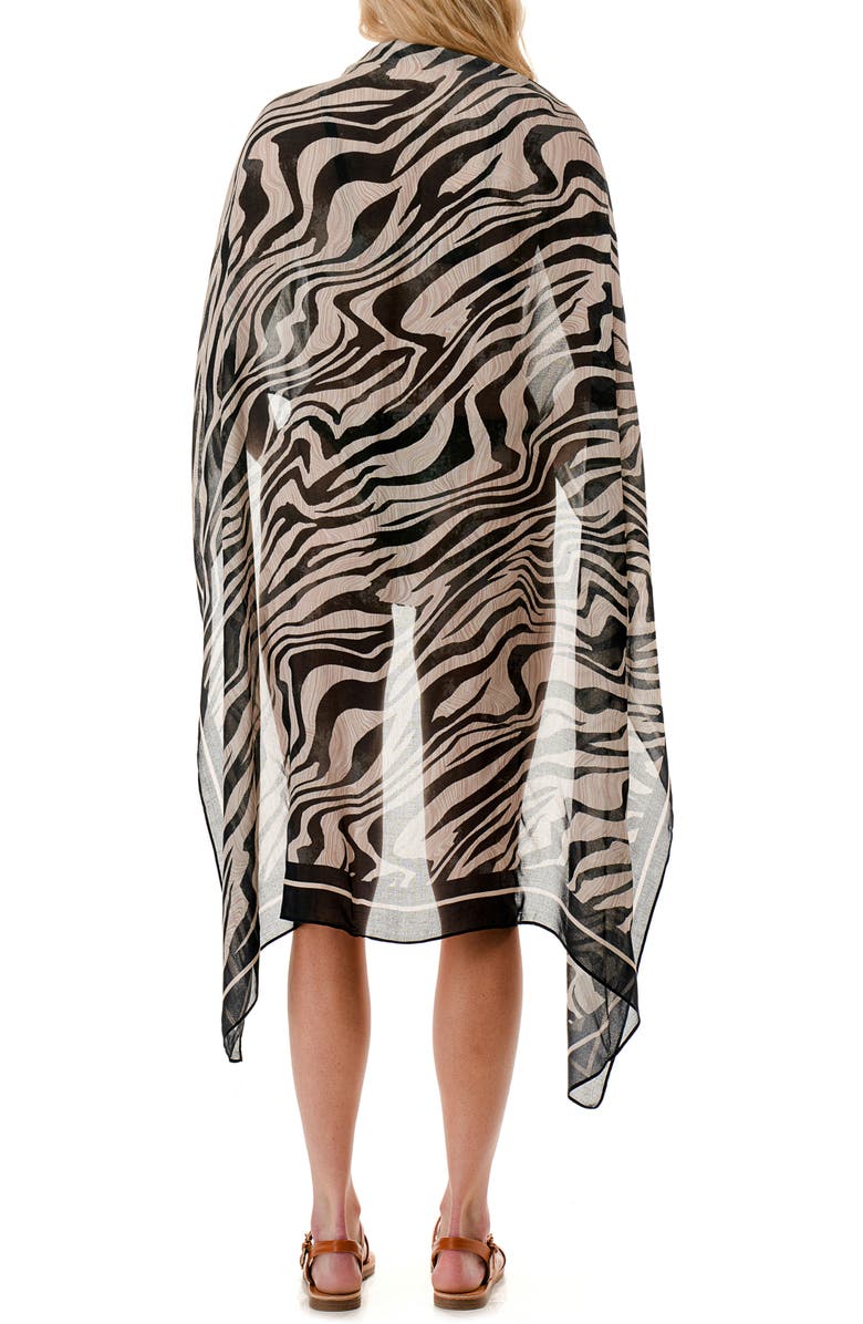 Nicole Miller Zebra Print Sarong, Alternate, color, Black