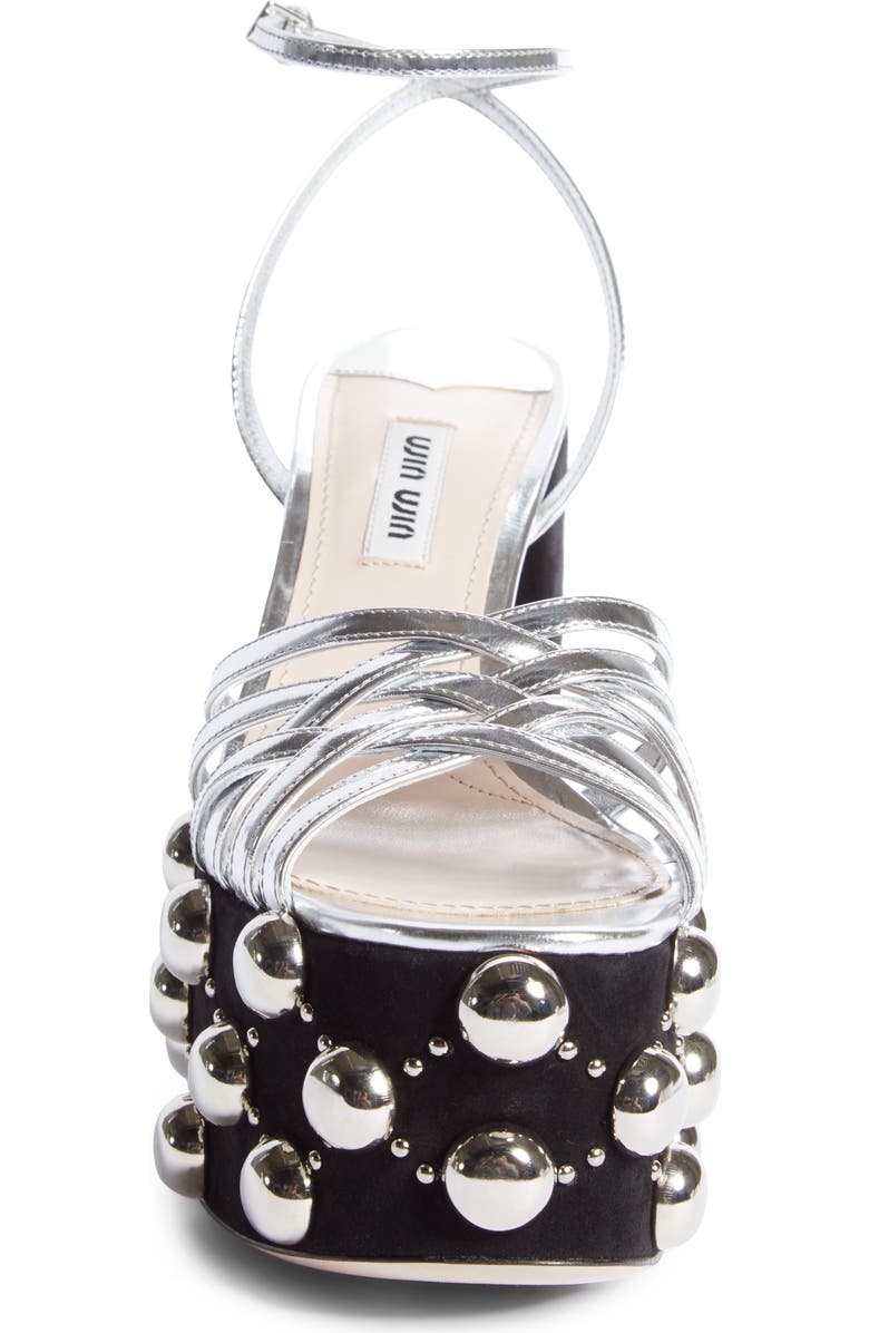 Miu Miu Studded Platform Sandal, Alternate, color,