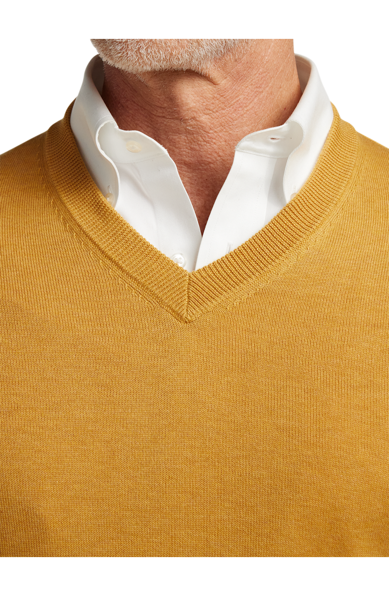 Paul Fredrick Supima Cotton V-neck Sweater, Alternate, color, Mustard