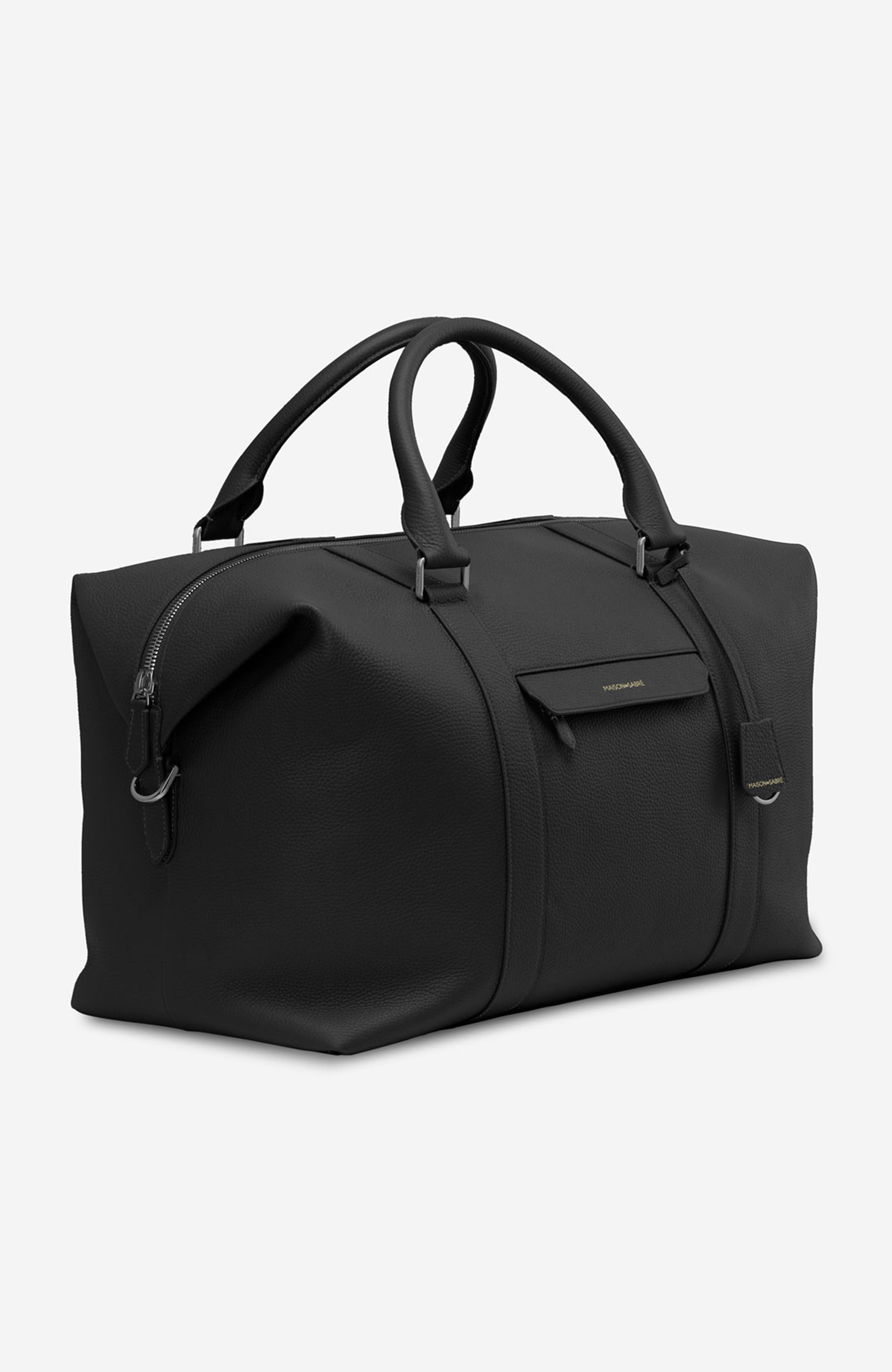 MAISON de SABRÉ Leather Duffle Bag, Alternate, color, Black Caviar