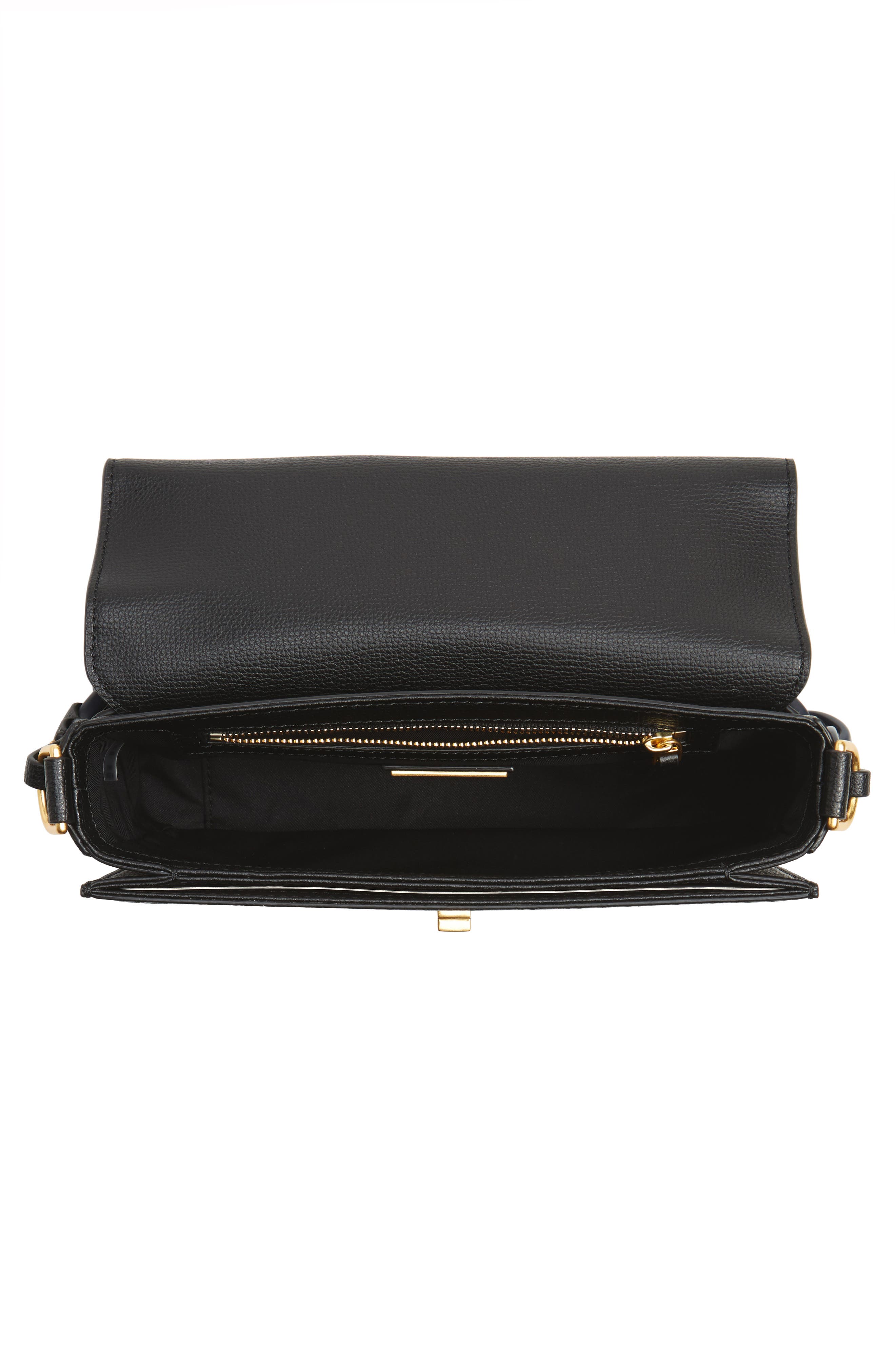 Kira Leather Shoulder Bag, Alternate, color, BLACK