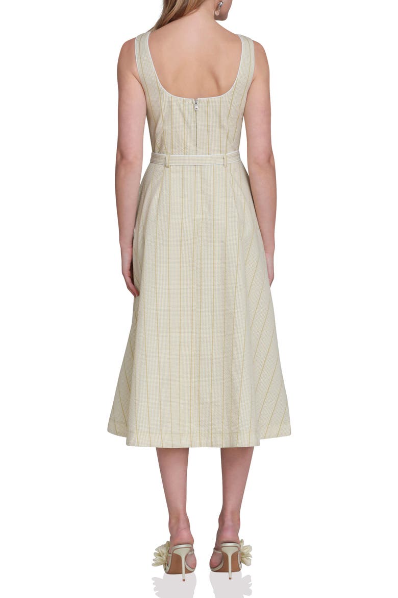 Bustier Gingham Stripe Sundress, Alternate, color, AVOCADO GINGHAM