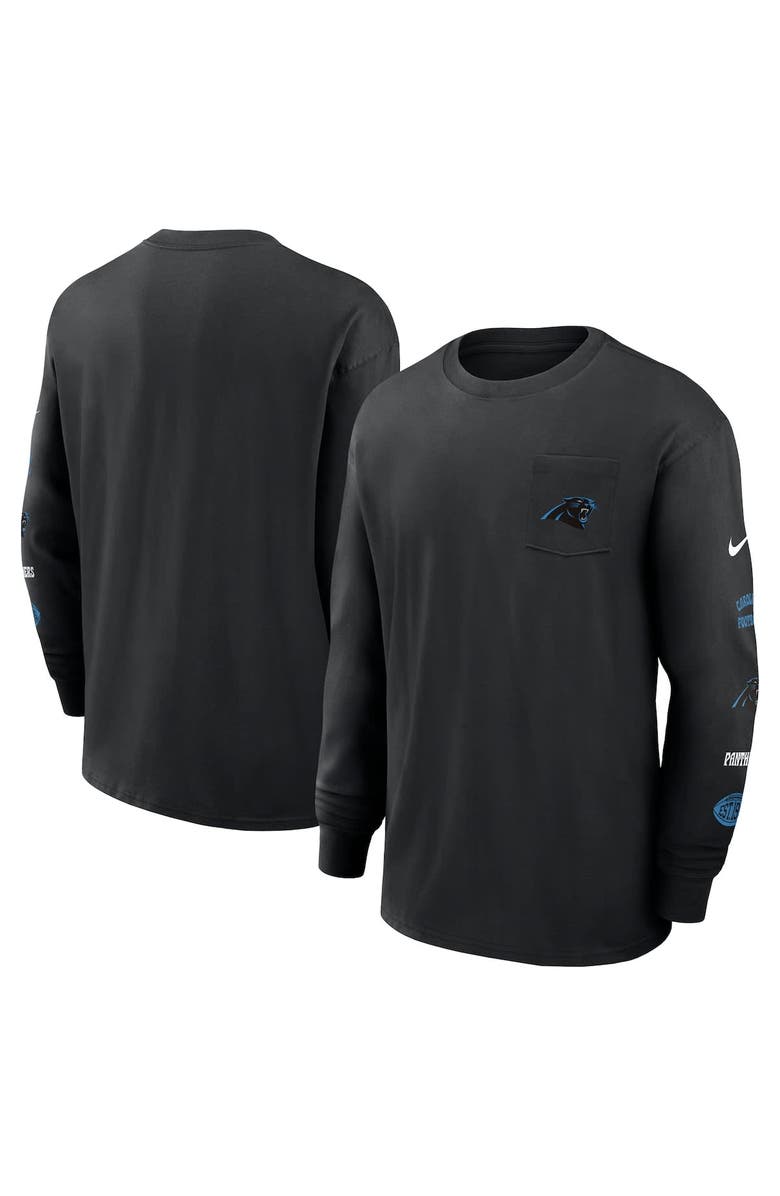 Nike Men's Nike Black Carolina Panthers Rewind Heavy Max90 Pocket Long Sleeve T-Shirt, Alternate, color, Black