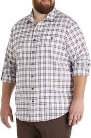 True Nation by DXL Big & Tall Plaid Rolled-Sleeve Sport Shirt