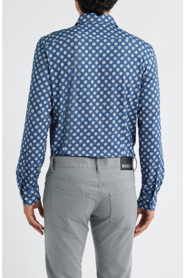 Modern Fit Floral Stretch Cotton Jersey Dress Shirt, Alternate, color, MEDIUM BLUE