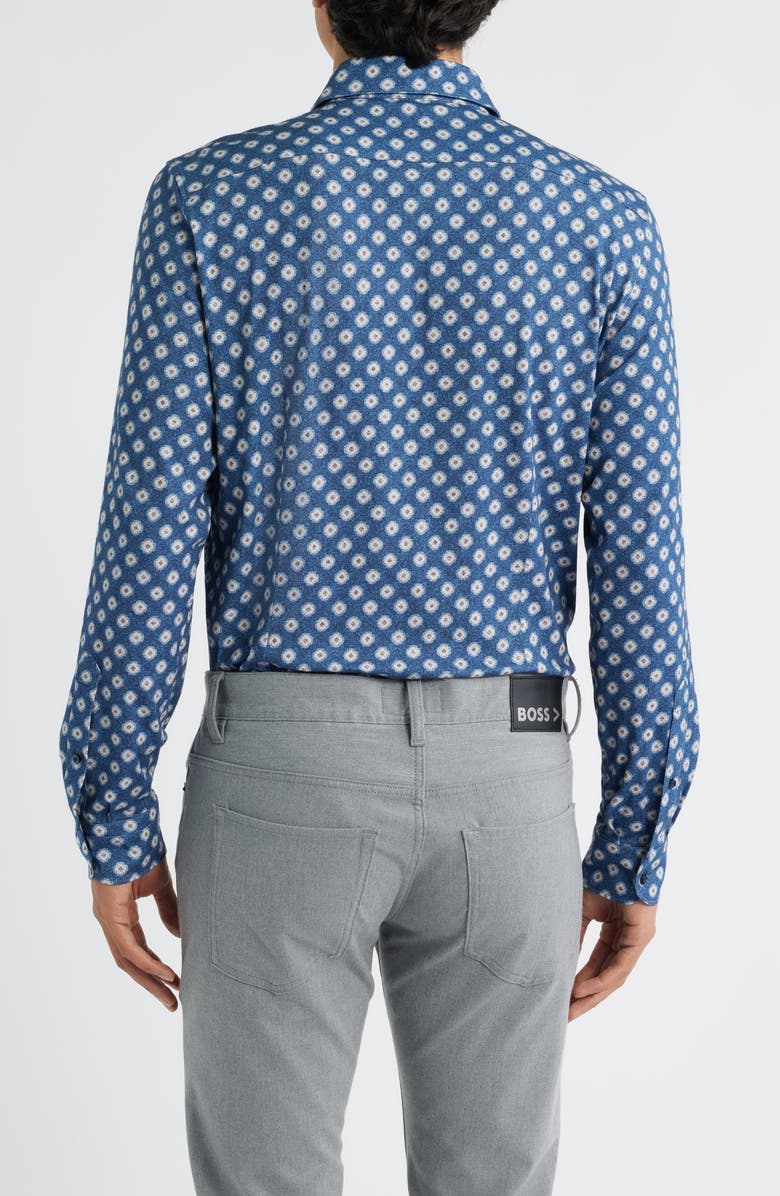 Emanuel Berg Modern Fit Floral Stretch Cotton Jersey Dress Shirt, Alternate, color, Medium Blue