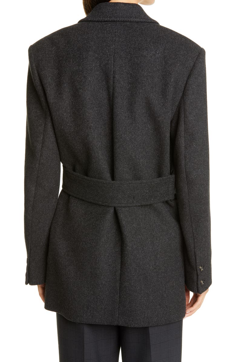 Ganni Belted Wool Blend Blazer, Alternate, color,