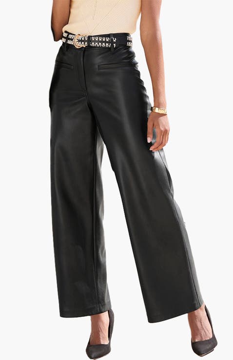 Faux Leather Wide Leg Pants