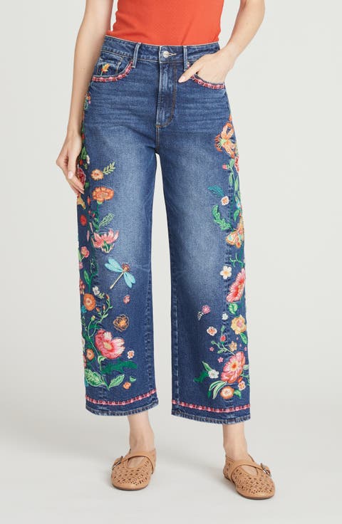 Davina Barrel Leg Jeans (Gardenia Dreams)