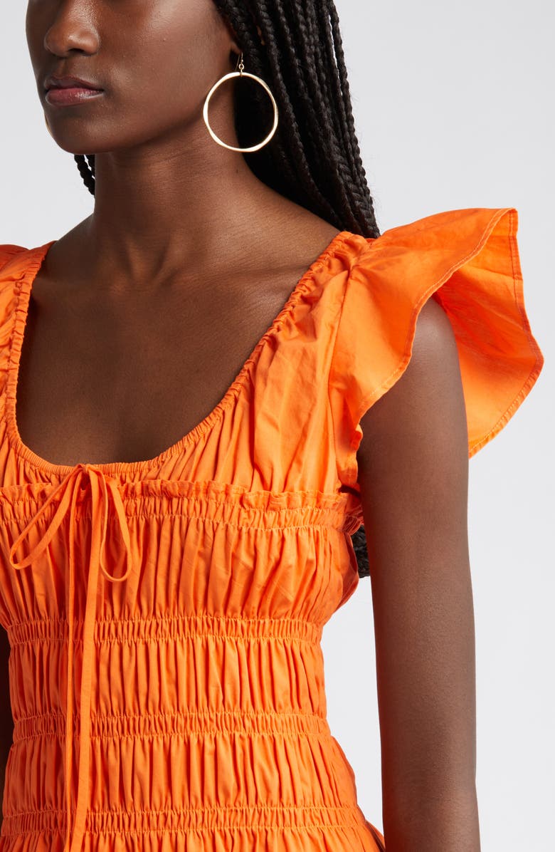 MOON RIVER Smocked Bodice Cotton Midi Dress, Alternate, color, 