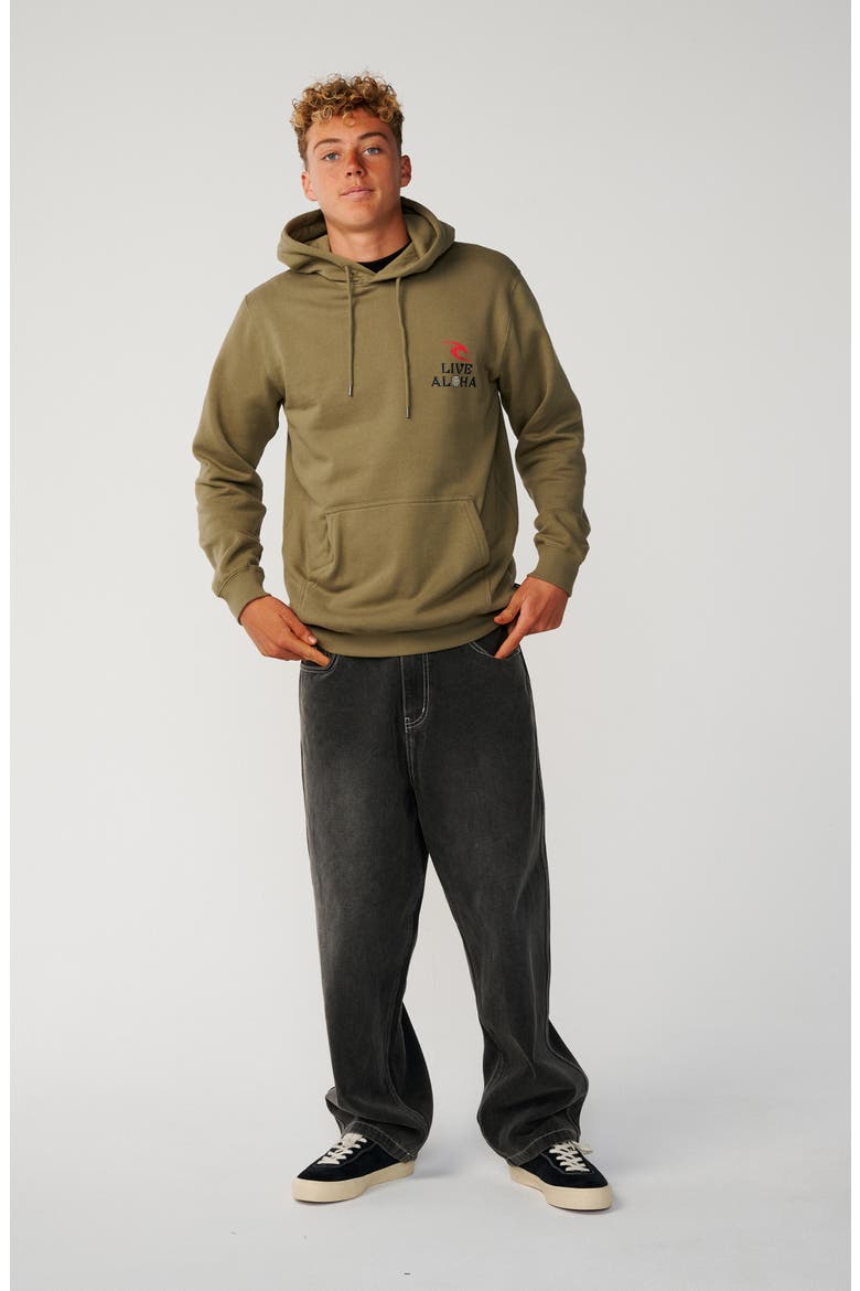 Hawaii Aloha Spirit Fleece Hoodie, Alternate, color, DARK OLIVE