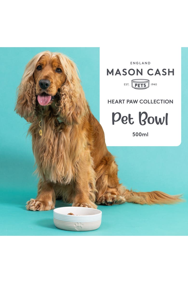 Heart Paw Pet Bowl, 5.9", 16.9oz, Cream & Tan, Food-Water Dish, Alternate, color, Beige