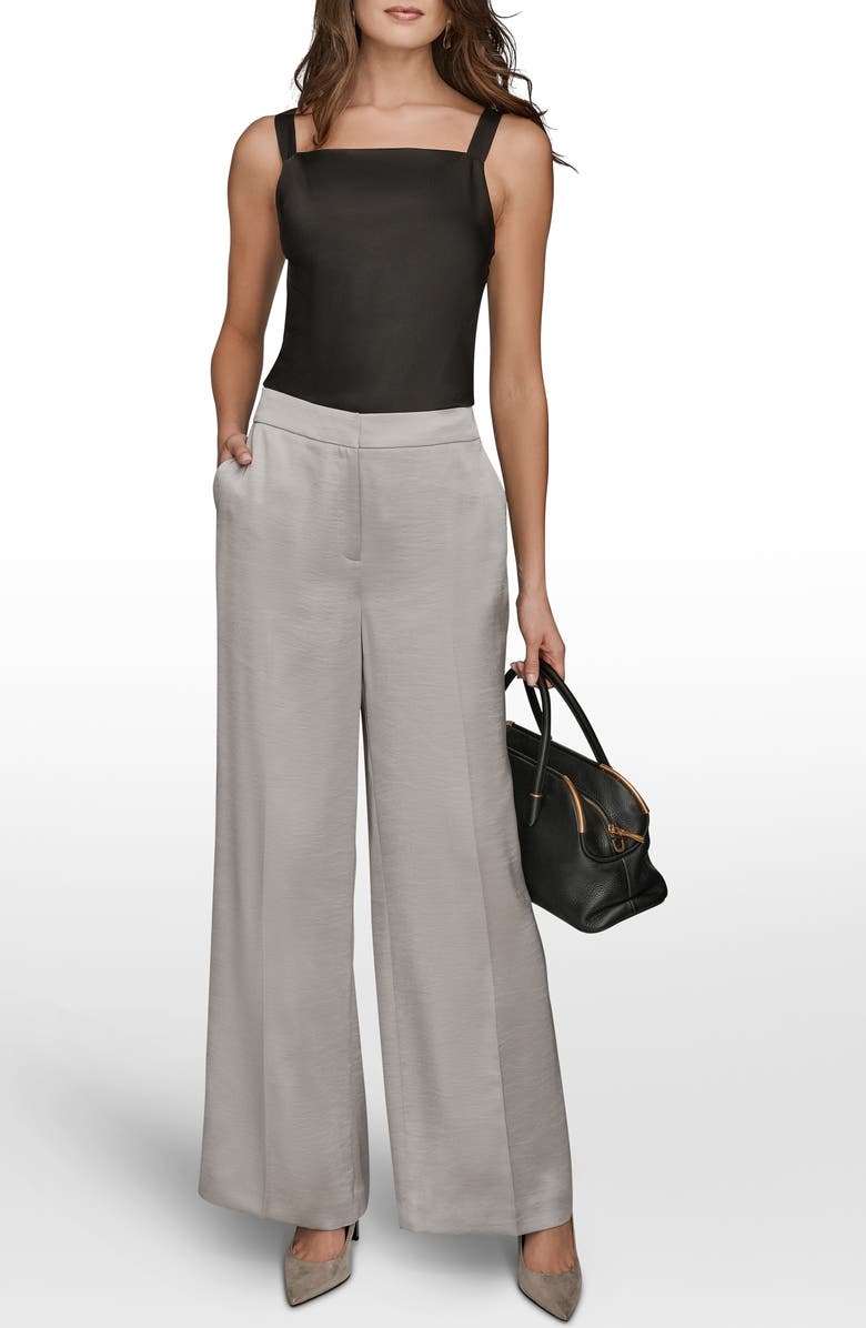 Donna Karan New York Clean Front Wide Leg Satin Pants, Alternate, color, Vapor