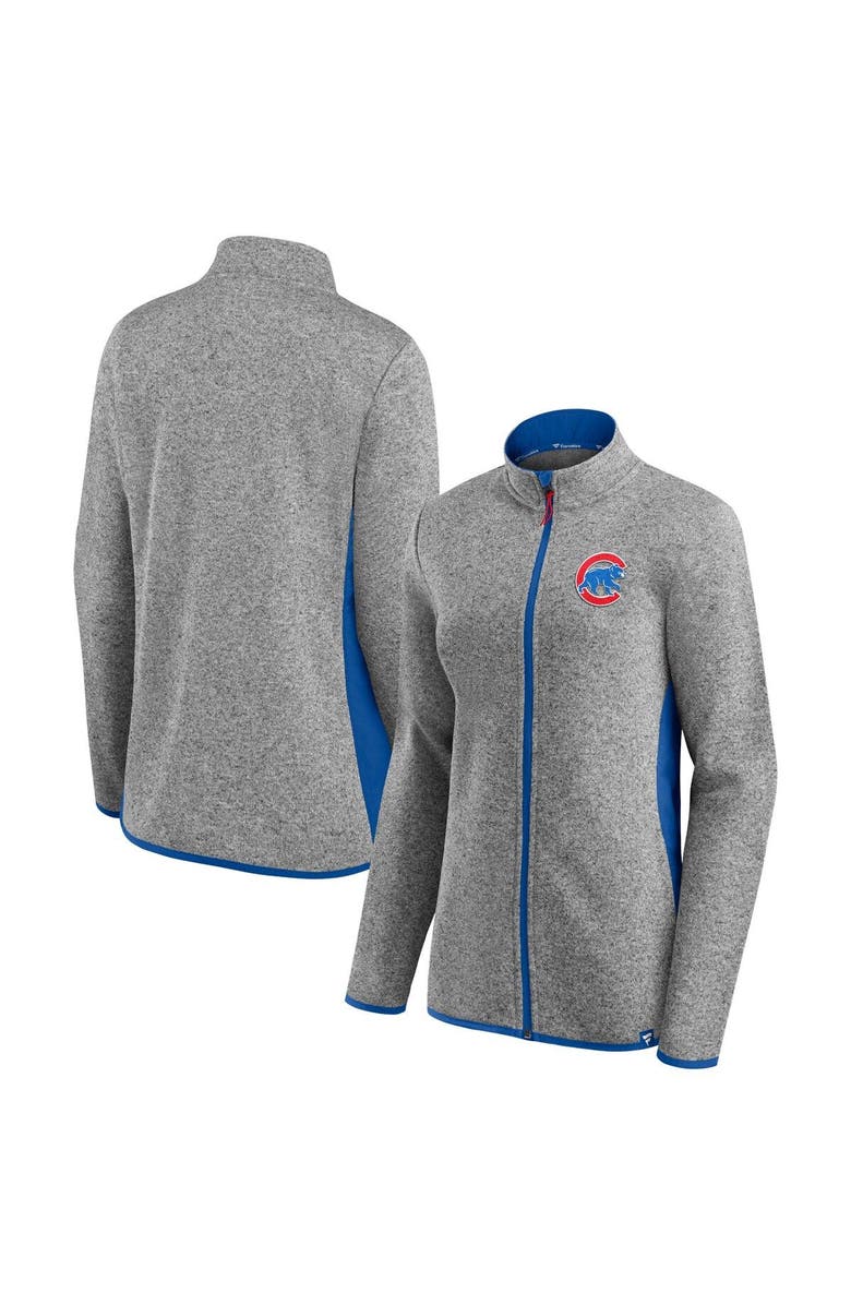 FANATICS Women's Fanatics Branded Heathered Charcoal Chicago Cubs Primary Logo Fleece Full-Zip Jacket, Main, color, 