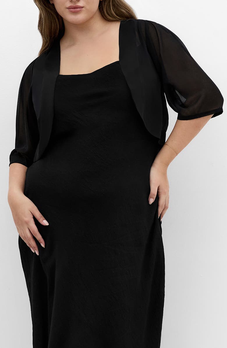 City Chic Chiffon Shrug, Main, color, Black
