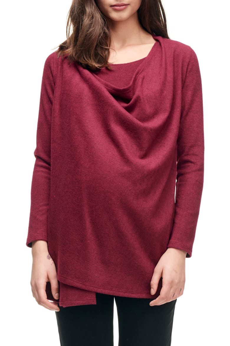 Maternity/Nursing Wrap Top, Main, color, WINE