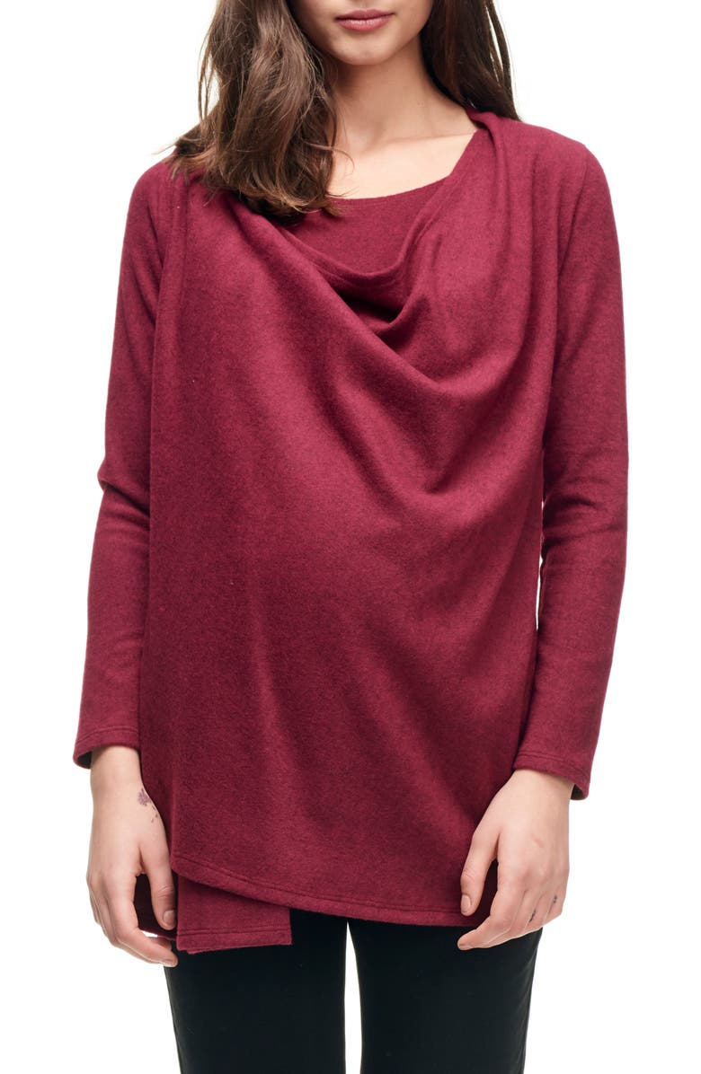 Maternal America Maternity/Nursing Wrap Top, Main, color, Wine