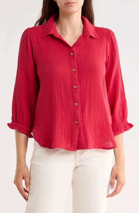 Sunset Cotton Gauze Button-Up Shirt
