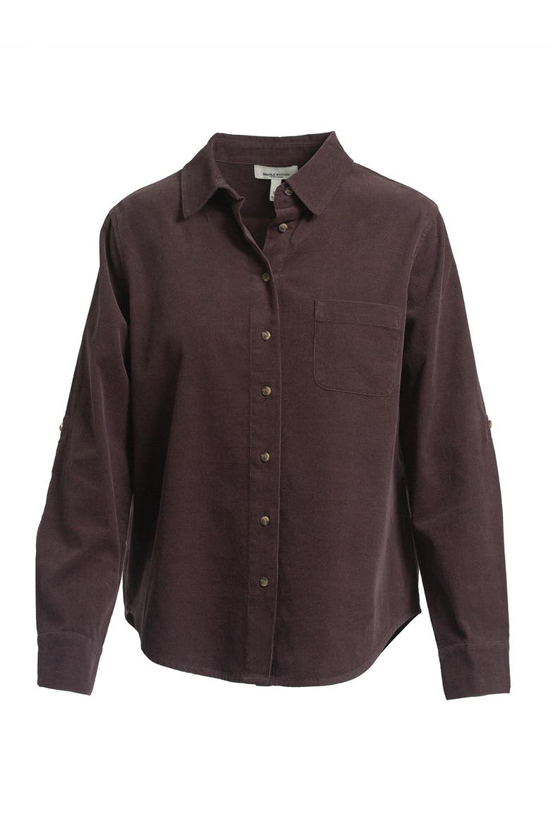 Corduroy Button-Up Shirt, Alternate, color, Chocolate