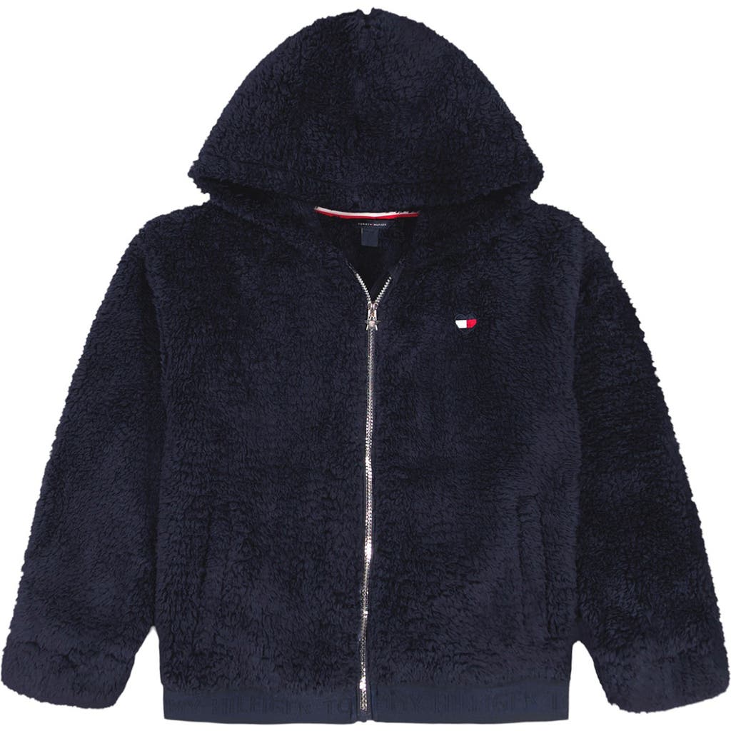 Tommy Hilfiger Kids' Minky Fleece Zip Up Hoodie In Blue