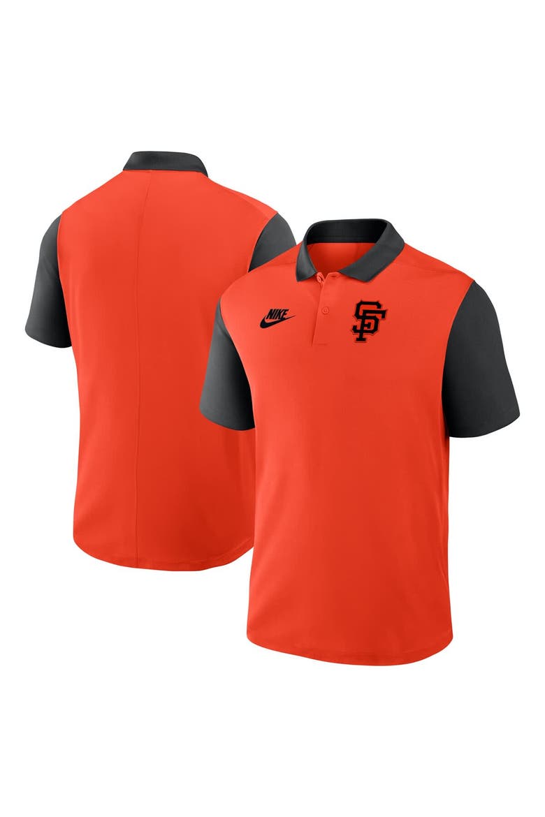 Men's Nike Orange/Black San Francisco Giants Cooperstown Collection Color-Block Victory Performance Polo, Main, color, Orange