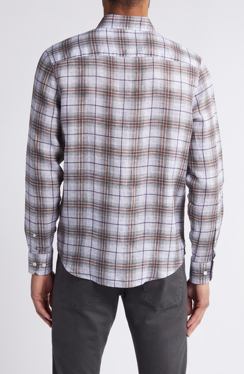 Bugatchi Karl Linen Button-Up Shirt, Alternate, color, Dusty Blue