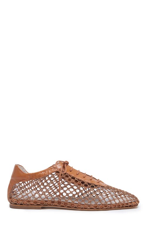 Andrea Gomez Antonia Woven Leather Oxford Flats In Camel
