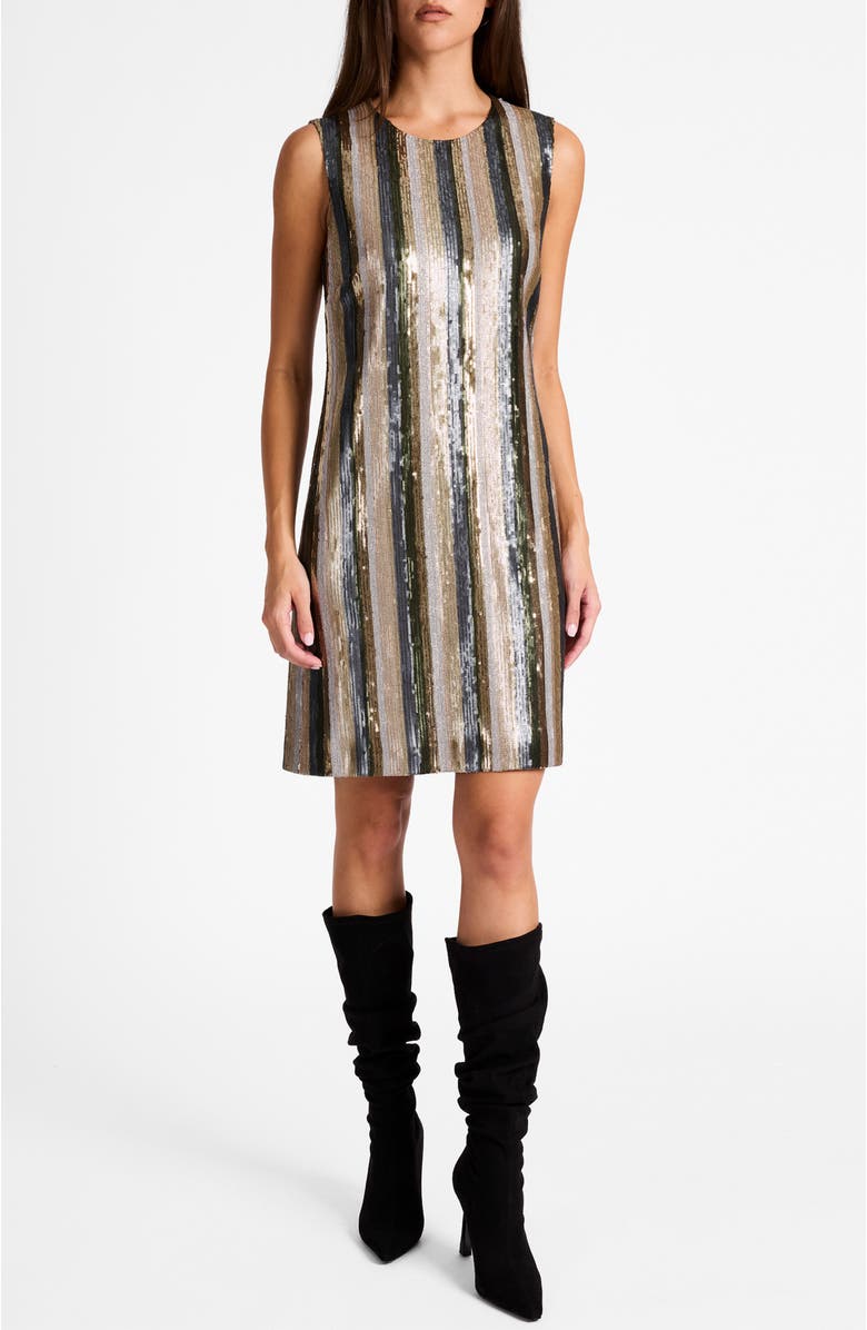 Santorelli Aretha Sleeveless Sequin Shift Dress, Alternate, color, Sandstone