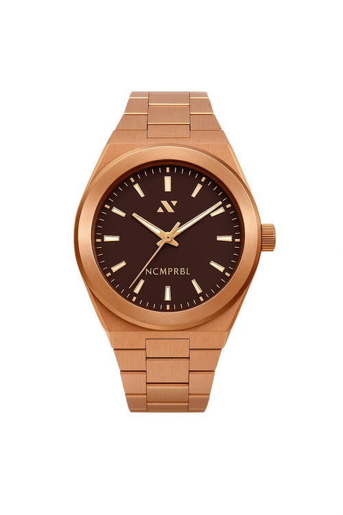 Ncmprbl Elevate Link Mocha Bracelet Watch, 42mm In Gold