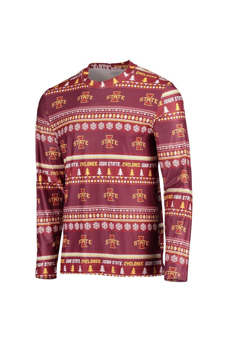 Men's Concepts Sport Cardinal Iowa State Cyclones Ugly Sweater Long Sleeve T-Shirt and Pants Sleep Set, Alternate, color, Cardinal