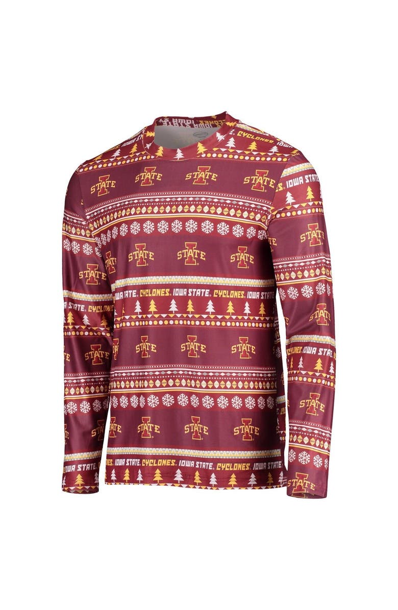 CONCEPTS SPORT Men's Concepts Sport Cardinal Iowa State Cyclones Ugly Sweater Long Sleeve T-Shirt and Pants Sleep Set, Alternate, color, Cardinal