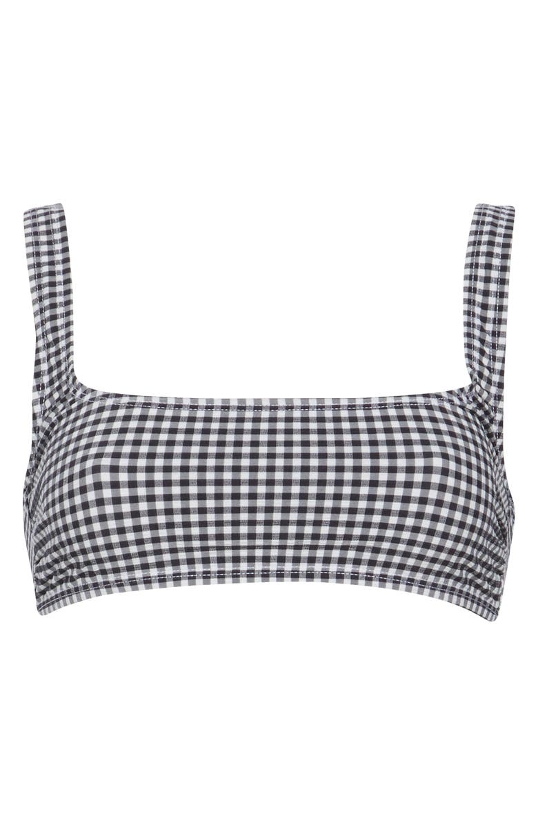Good American Gingham Square Neck Bikini Top, Alternate, color,