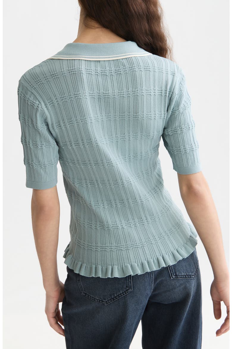 Ripple Stitch Knit Polo Top, Alternate, color, ARONA