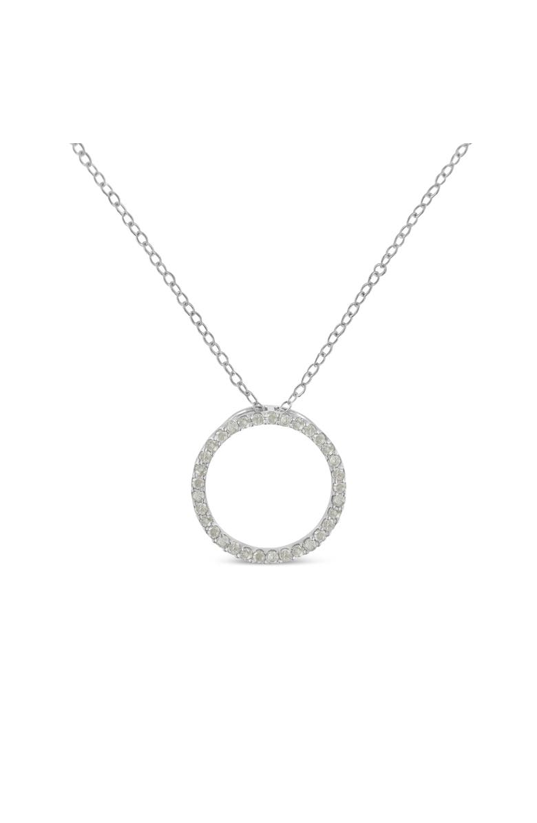 Haus of Brilliance Silver 1/3 Cttw Round-Cut Diamond Open Circle Halo 18" Pendant Necklace, Main, color, White