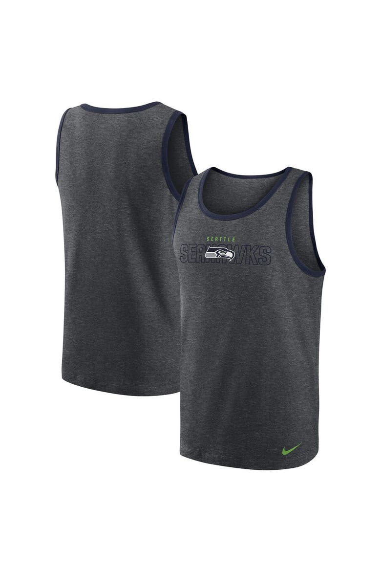 Men's Nike Heathered Charcoal Seattle Seahawks Tri-Blend Tank Top, Main, color, Heather Charcoal