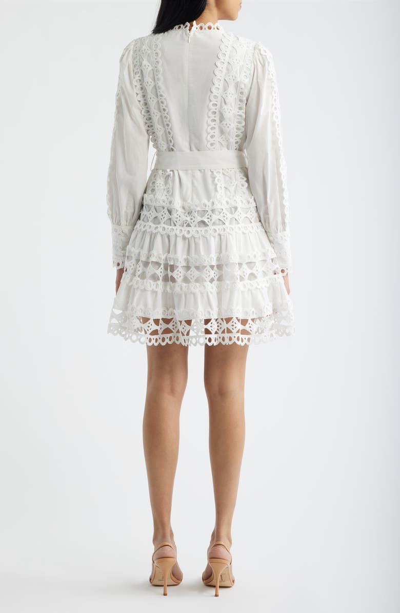 LAYERED WITH LOVE Linda Eyelet Trim Long Sleeve Cotton Minidress, Alternate, color, White