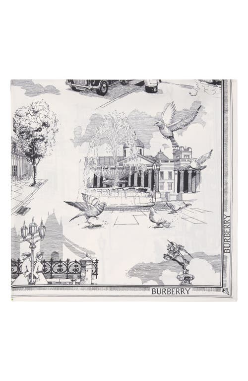 Burberry London Calling Silk Twill Square Scarf In Gray