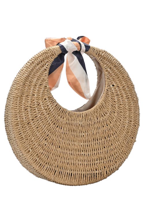 Madison West Structured Woven Straw Hobo Shoulder Bag In Camel