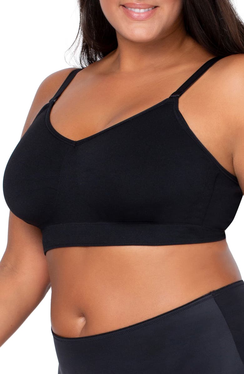 Curvy Couture Smooth Seamless Comfort Bralette, Alternate, color, Black Hue