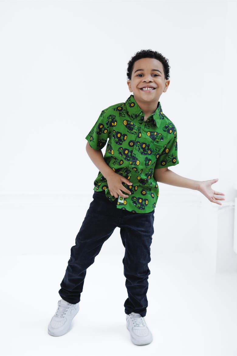 Short Sleeve Button-Down Shirt, Alternate, color, Tractor Green