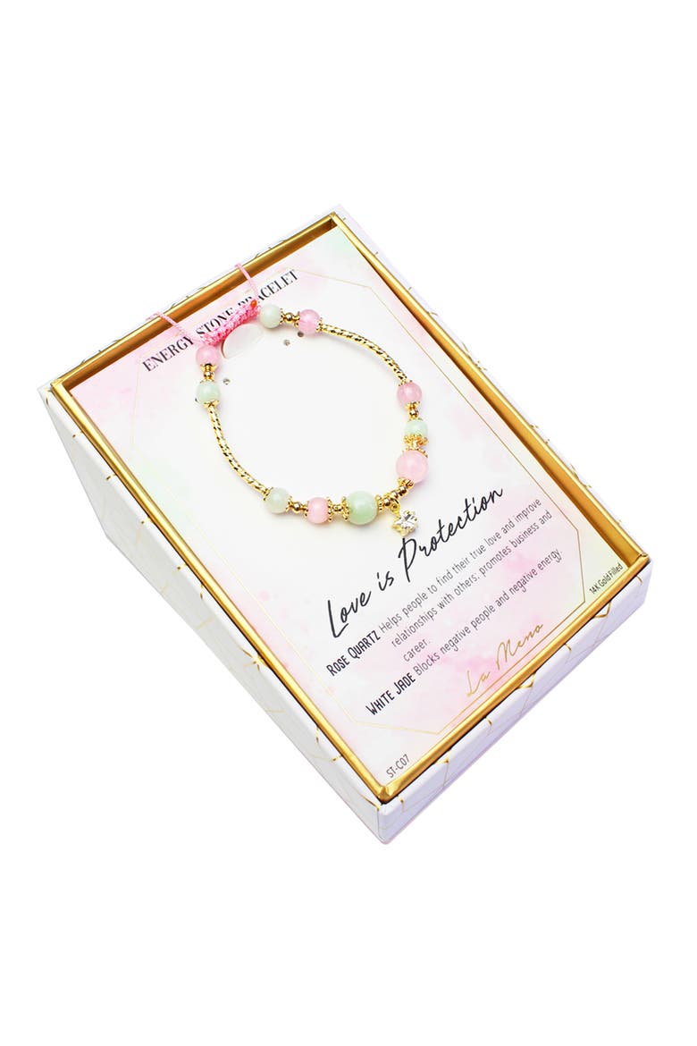 Love Is Protection Beaded Bracelet, Alternate, color, GOLD PINK WHITE