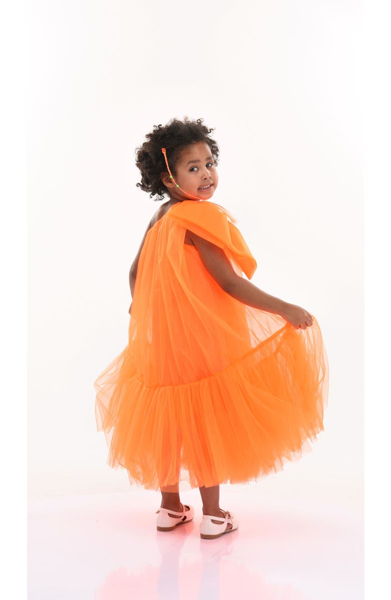 Tulleen Mesh Ruffle Cardigan, Alternate, color, Orange