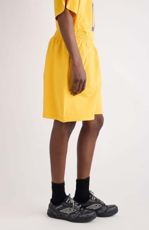 Balenciaga Loop Sports Icon Fleece Sweat Shorts In Yellow
