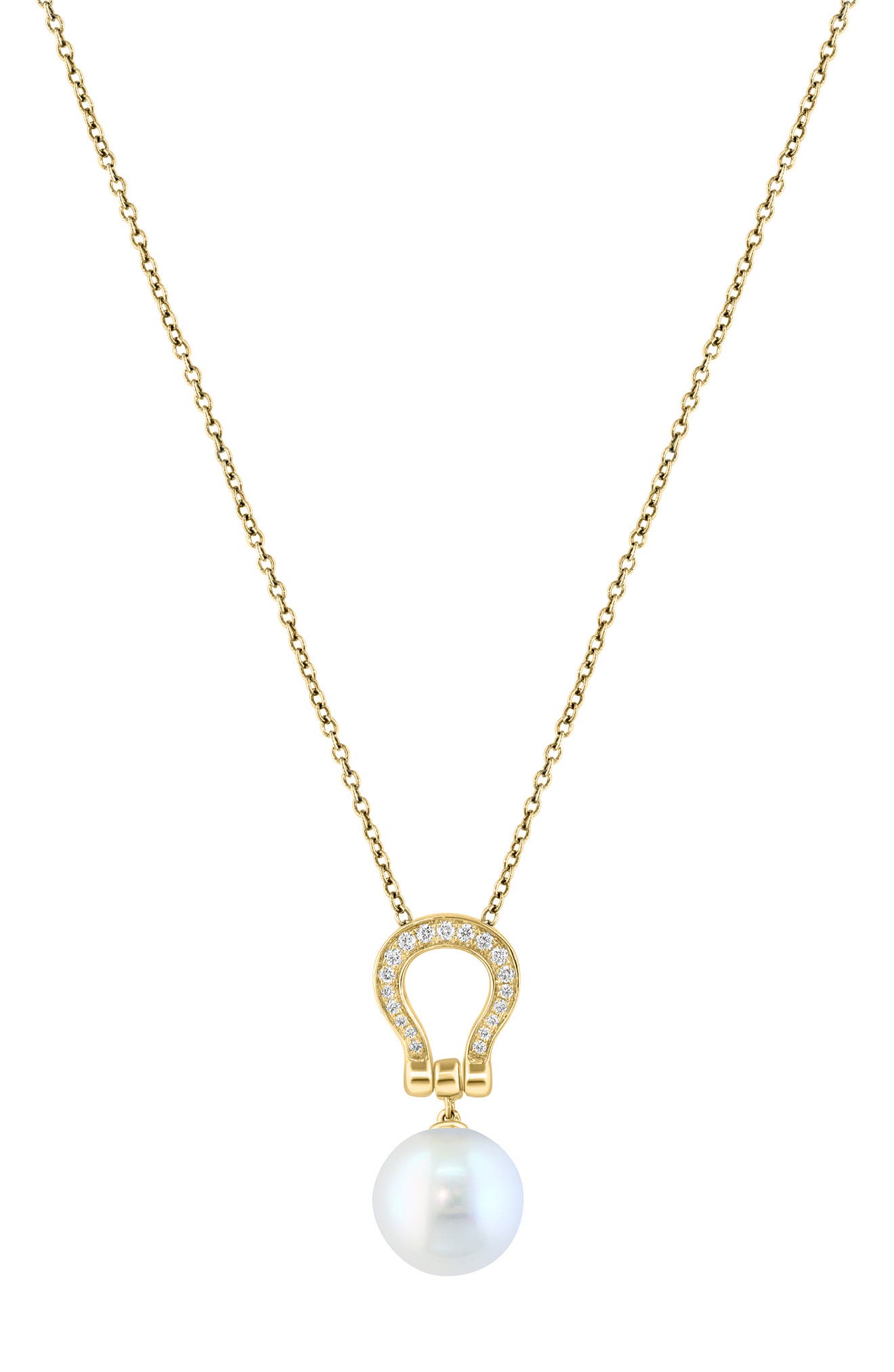 EFFY 14K Yellow Gold Diamond & Cultured Freshwater Pearl Pendant Necklace
