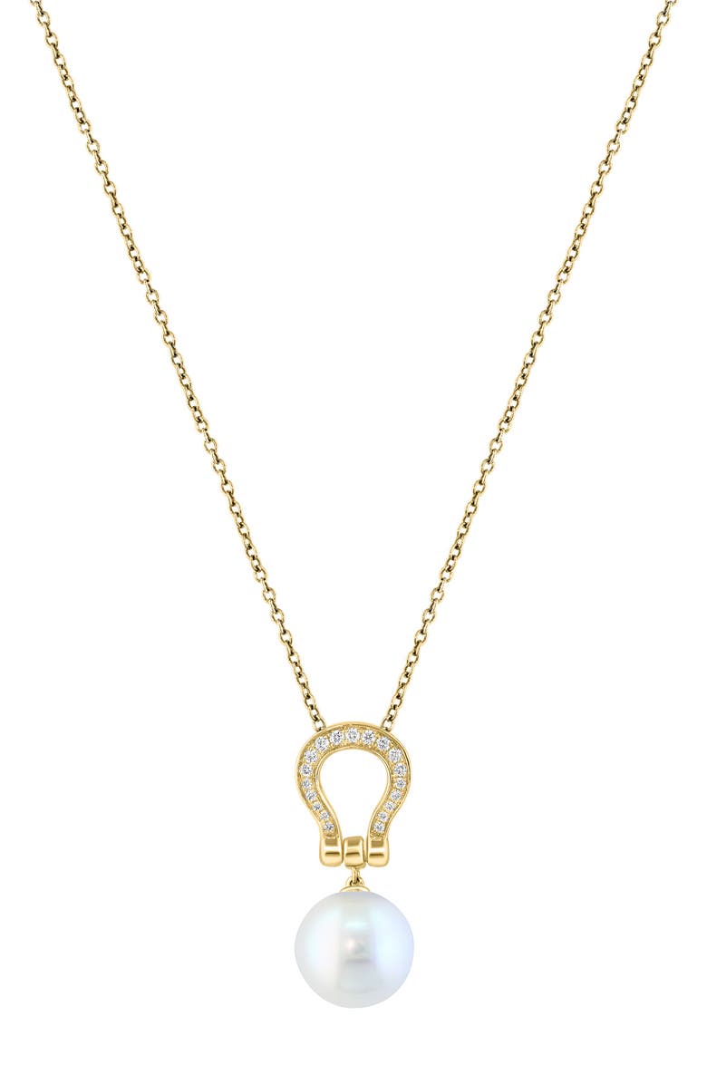 EFFY 14K Yellow Gold Diamond & Cultured Freshwater Pearl Pendant Necklace, Main, color, White