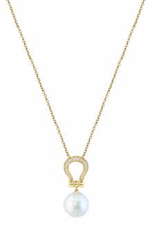 EFFY 14K Yellow Gold Diamond & Cultured Freshwater Pearl Pendant Necklace