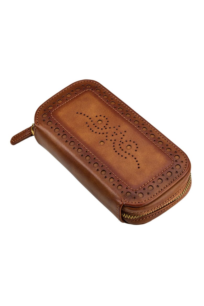 Brogue 2 Piece Watch Zip Case, Alternate, color, Burnished Brown