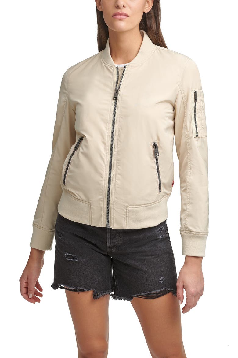MA-1 Satin Bomber Jacket, Alternate, color, SAND